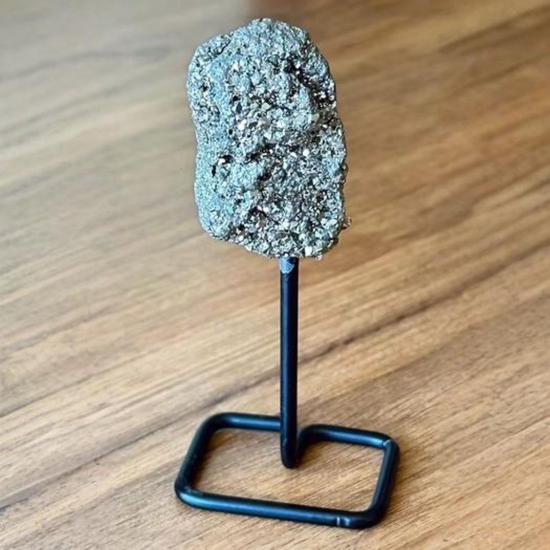 Golden Peru Pyrite Cluster with Stand
