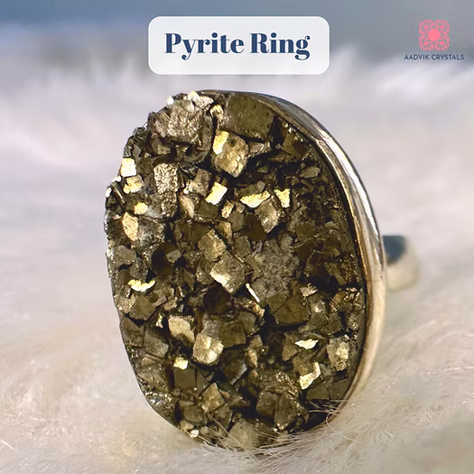 Raw Pyrite Cluster Ring in German Silver
