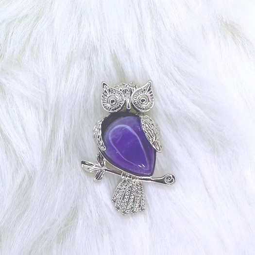 Amethyst Owl Pendant