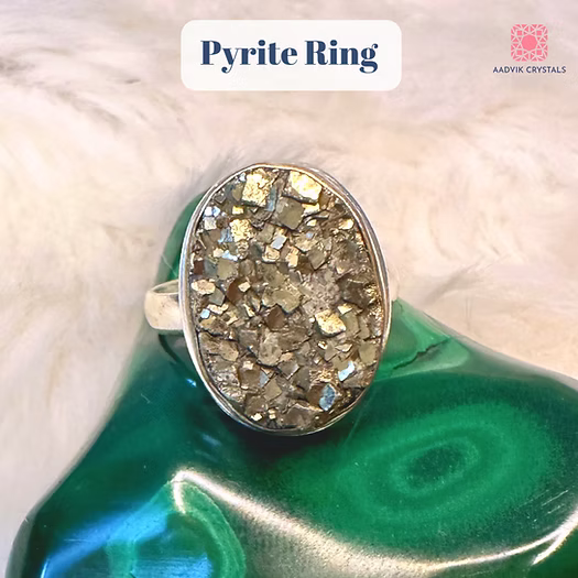 Raw Pyrite Cluster Ring in German Silver