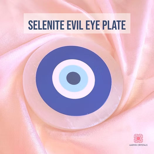 Selenite Evil Eye Plate
