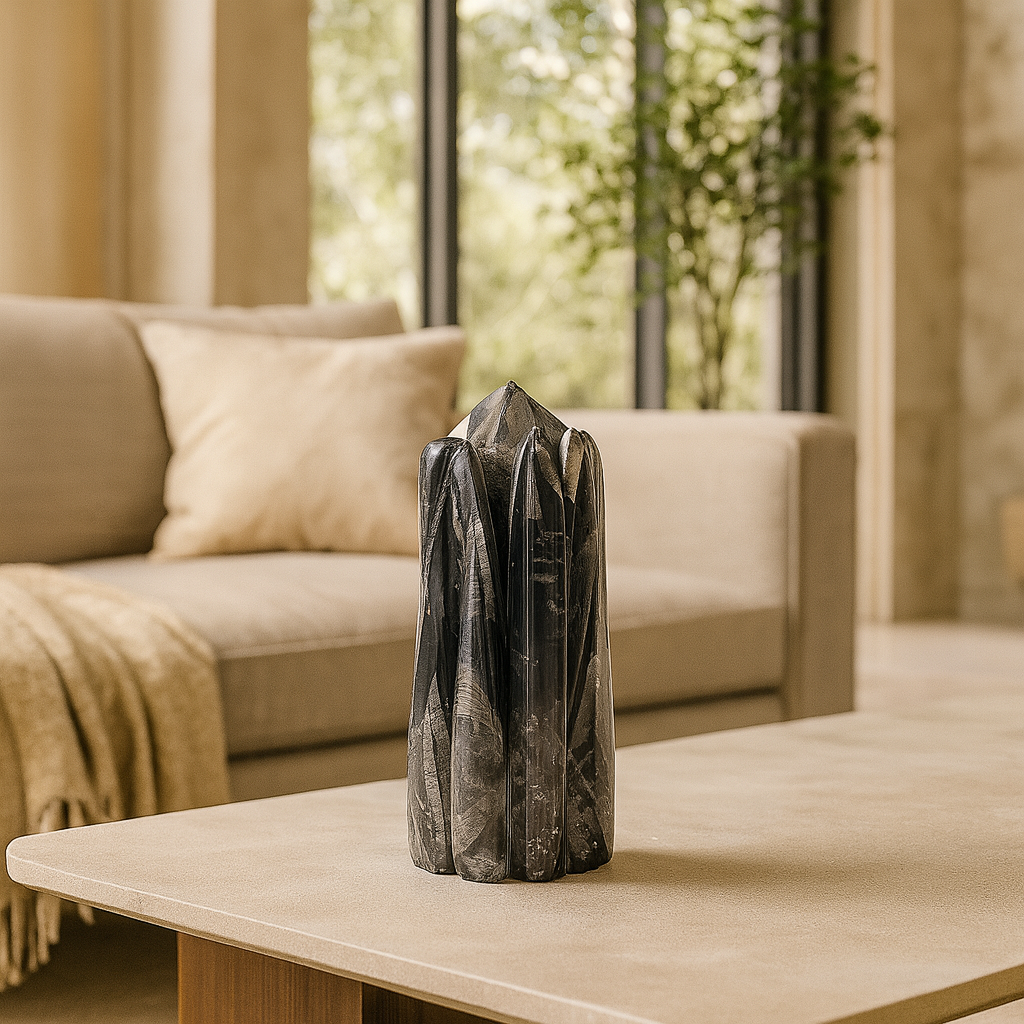 Kuber Stone Tower (Orthoceras) – Wealth, Stability & Ancient Fossil Energy | Aadvik Crystals