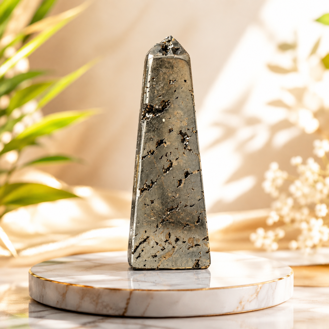 Pyrite Cluster Tower | Luxury Wealth, Confidence & Protection Crystal | Aadvik Crystals