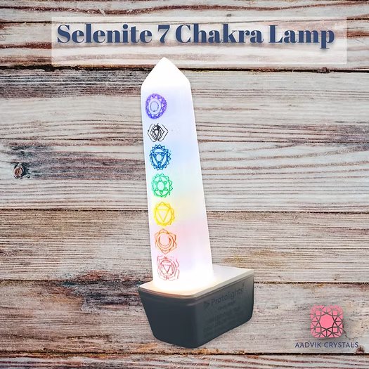 Selenite 7 Chakra Lamp