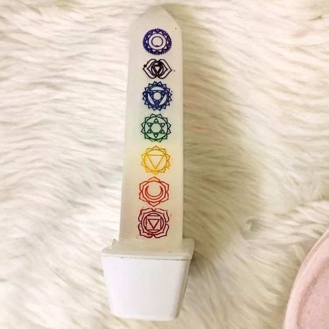Selenite 7 Chakra Lamp
