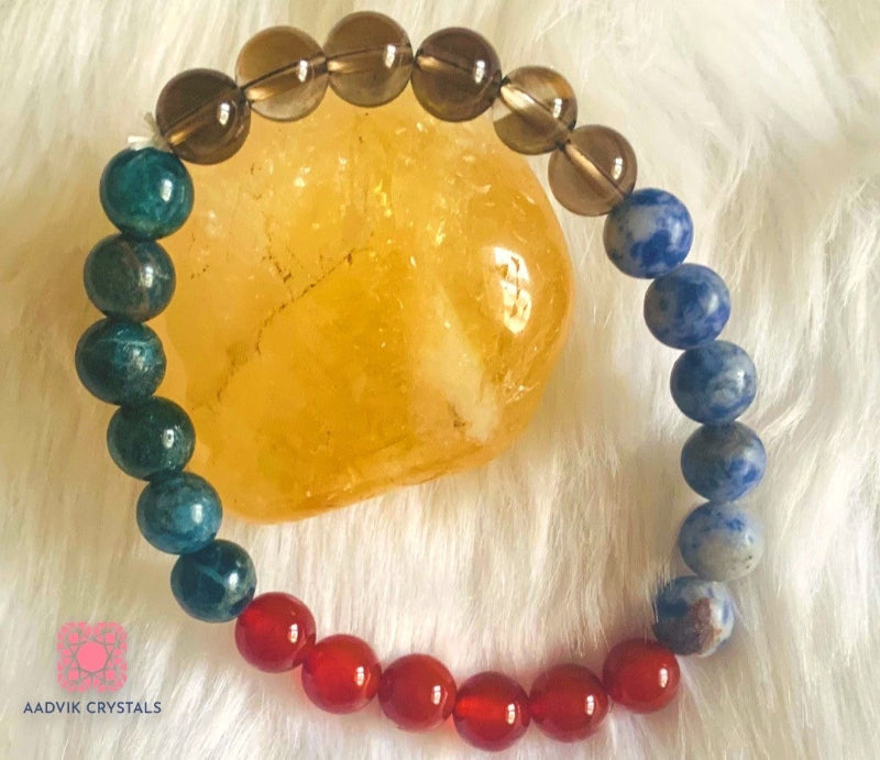 Weight loss crystal bracelet with Sodalite Blue Apatite Red Onyx Smoky Quartz beads