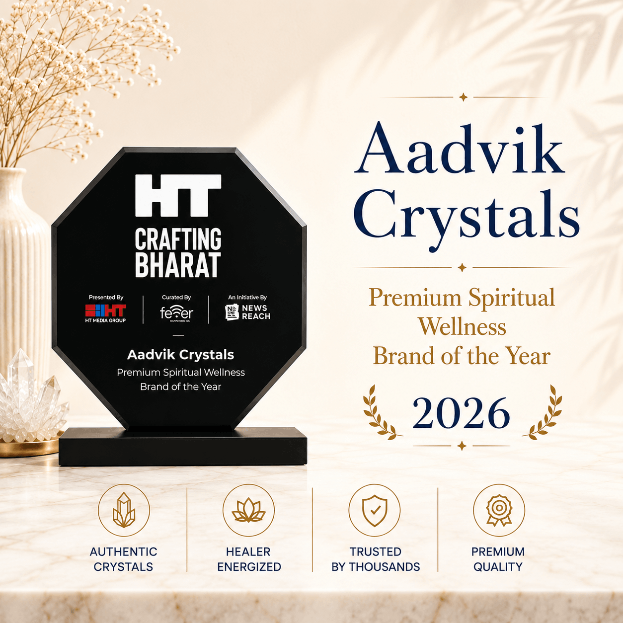 Premium spiritual wellness brand of year 2026 Aadvik Crystals