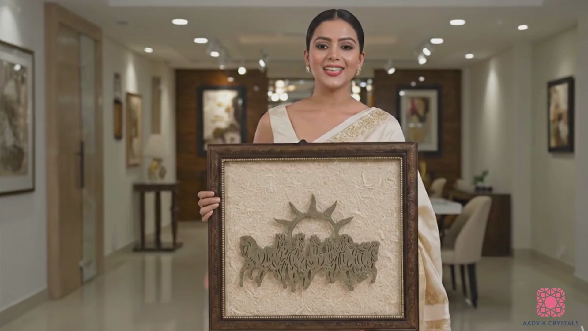 pyrite 7 horse selenite frame